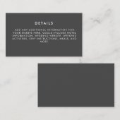 Minimalistisch modern Elegant Black and White Wedd Informatiekaartje (Voorkant / Achterkant)