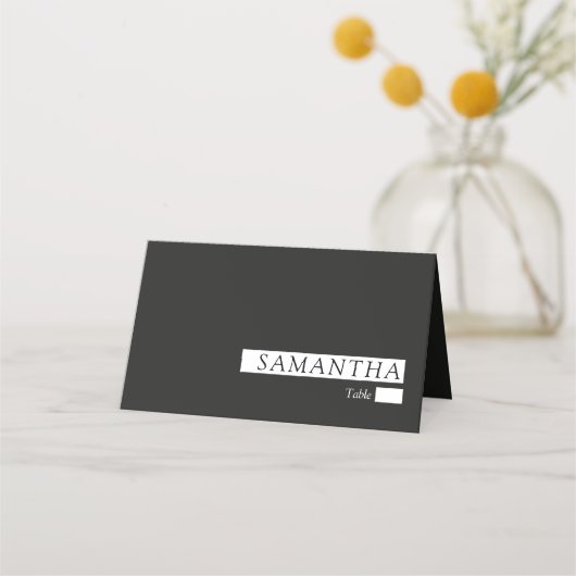 Minimalistisch modern Elegant Black Wedding Plaatskaartje (Voorkant)