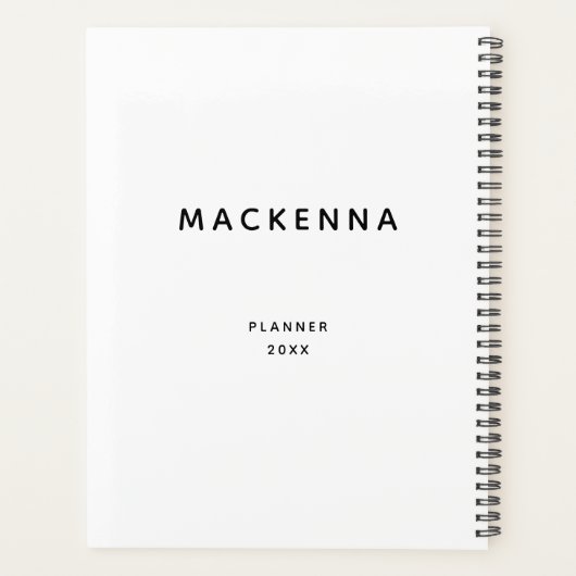 Minimalistisch modern Elegant Black White, speciaa Planner (Achterkant)