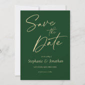 Minimalistisch Modern Elegant Green Wedding Save The Date (Voorkant)