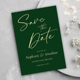 Minimalistisch Modern Elegant Green Wedding Save The Date