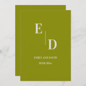 Minimalistisch modern elegant groen monogram huwel save the date (Voorkant / Achterkant)