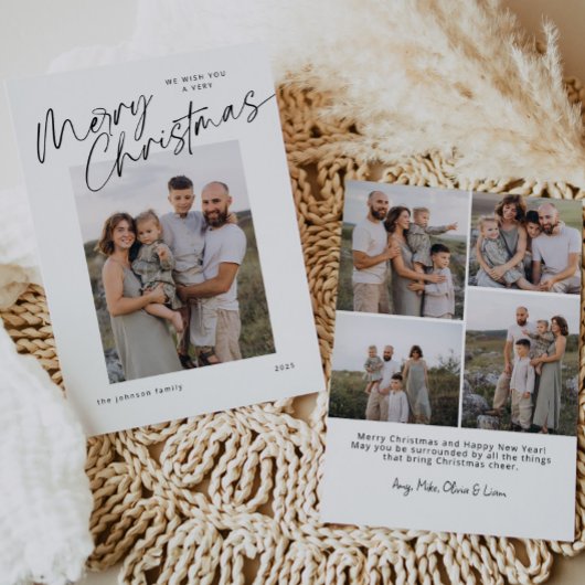 Minimalistisch modern elegant kerstscript feestdagenkaart