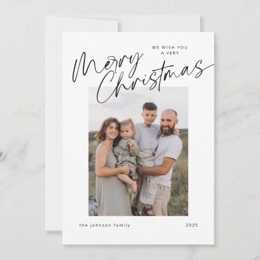 Minimalistisch modern elegant kerstscript feestdagenkaart (Voorkant)