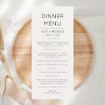 Minimalistisch modern Elegant Menu Kaart<br><div class="desc">Modern & Elegant Bruiloft, Feest of Jubileum Menu. Een elegant ontwerp in zwart-wit of elke achtergrondkleur die u kiest. Klik gewoon op de koppeling voor verdere aanpassing, die wordt weergegeven onder het tekstvak aan de rechterkant, en kies uw aangepaste kleurenachtergrond. Deze teken poster sjabloon maakt het snel en gemakkelijk om...</div>