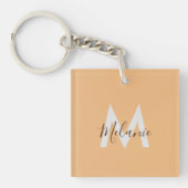 Minimalistisch modern elegant oranje monogram sleutelhanger (voorkant)