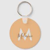 Minimalistisch modern elegant oranje monogram sleutelhanger (Voorkant)