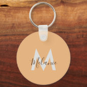 Minimalistisch modern elegant oranje monogram sleutelhanger (Voorkant)