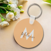 Minimalistisch modern elegant oranje monogram sleutelhanger