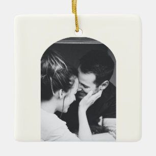 Minimalistisch Modern Elegant Photo Wedding Couple Keramisch Ornament
