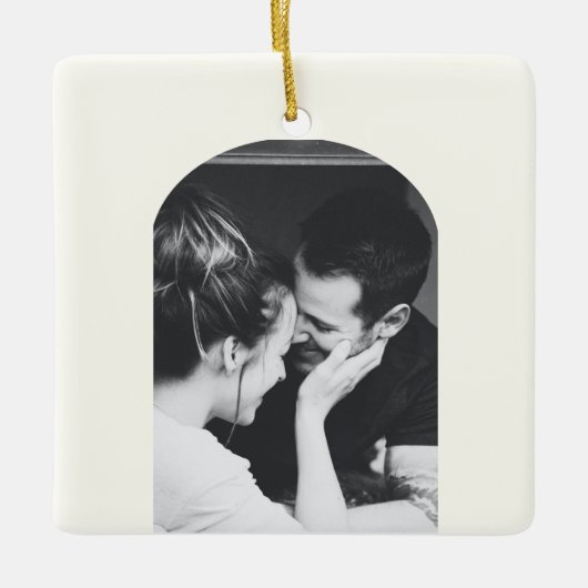 Minimalistisch Modern Elegant Photo Wedding Couple Keramisch Ornament (Voorkant)