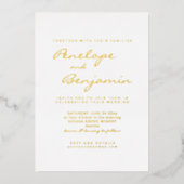 Minimalistisch modern Elegant Photo Wedding Gold Folie Uitnodiging (Voorkant)