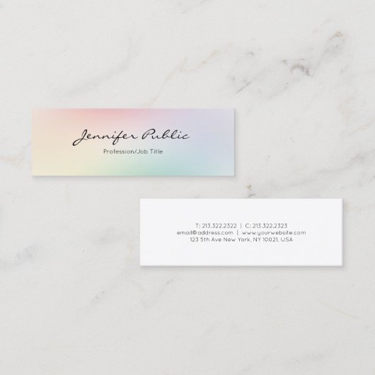 Minimalistisch modern, elegant professioneel kleur mini visitekaartje (Voorkant / Achterkant)