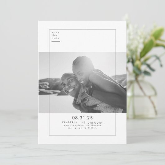 Minimalistisch Modern Elegant Save the Date Photo (Staand voorkant)