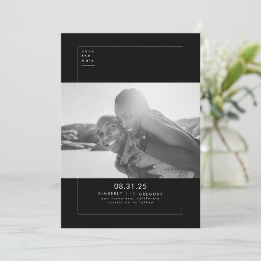 Minimalistisch Modern Elegant Save the Date Photo (Staand voorkant)