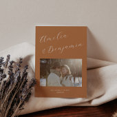 Minimalistisch Modern Elegant Script Terracotta Fo Save The Date