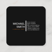 Minimalistisch modern elegant Sinaasappel en zwart Vierkante Visitekaartje (Achterkant)