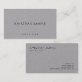 Minimalistisch modern Elegant Sjabloon Premium gri Visitekaartje (Voorkant / Achterkant)