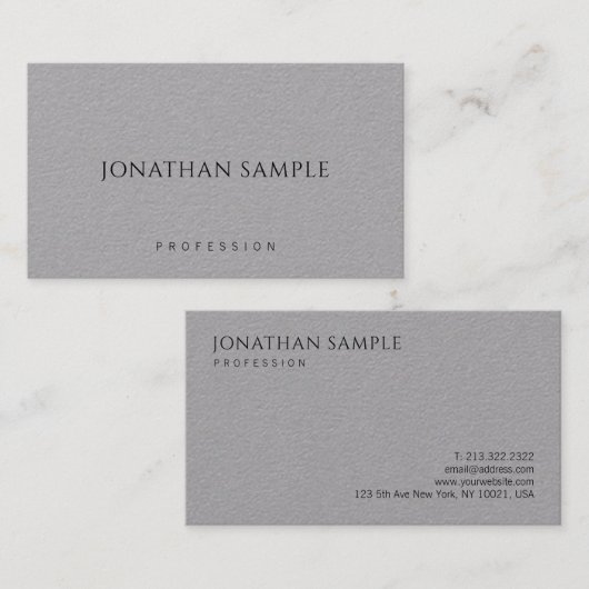 Minimalistisch modern Elegant Sjabloon Premium gri Visitekaartje (Voorkant / Achterkant)