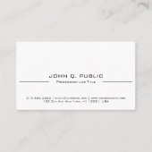 Minimalistisch modern elegant vlak wit visitekaartje (Voorkant)
