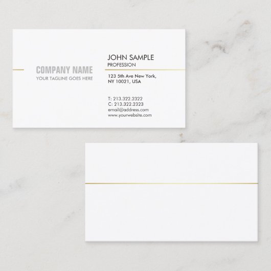 Minimalistisch, modern, elegant wit visitekaartje (Voorkant / Achterkant)