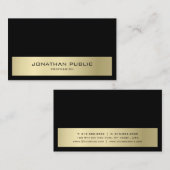 Minimalistisch Modern Elegant Zwart & Goud Semi Gl Visitekaartje (Voorkant / Achterkant)