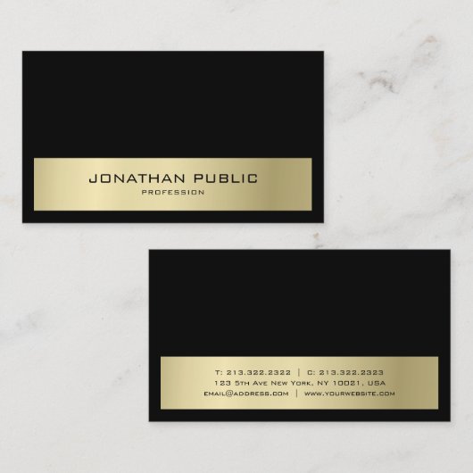 Minimalistisch Modern Elegant Zwart & Goud Semi Gl Visitekaartje (Voorkant / Achterkant)