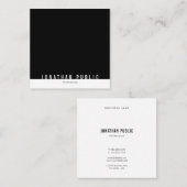 Minimalistisch modern elegant zwart-wit vlak vierkante visitekaartje (Voorkant / Achterkant)