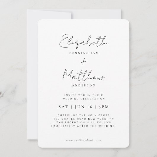 Minimalistisch modern ellegant chic Simple Wedding Kaart (Voorkant)