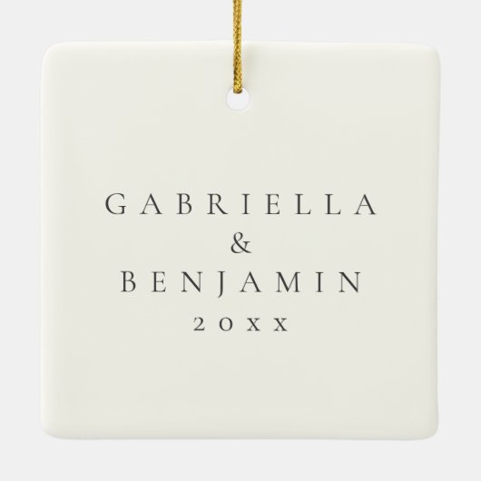 Minimalistisch modern ellegant Full Photo Wedding Keramisch Ornament (Achterkant)