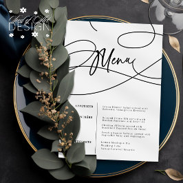 Minimalistisch modern Fancy script "Menu" bruiloft Menu