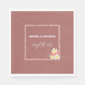 Minimalistisch modern Floral Custom Wedding Napkin Servet (Voorkant)