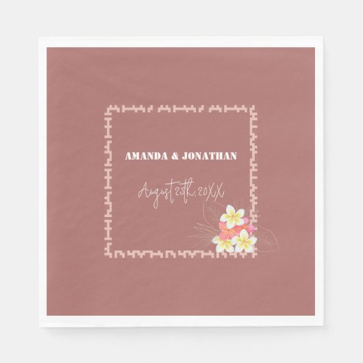 Minimalistisch modern Floral Custom Wedding Napkin Servet (Voorkant)