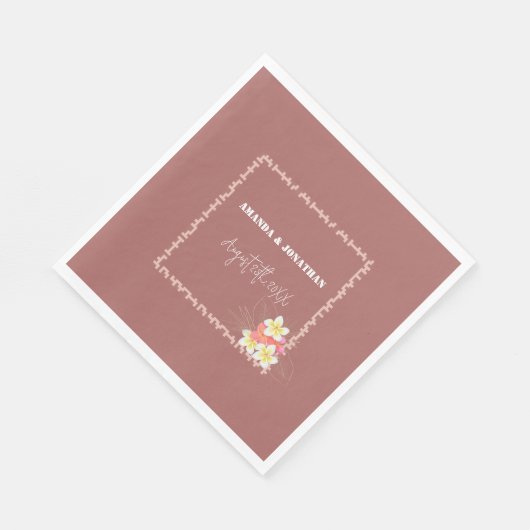 Minimalistisch modern Floral Custom Wedding Napkin Servet (Hoek)