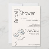 Minimalistisch Modern Floral Dusty Blue en Buff Kaart (Voorkant)