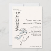 Minimalistisch Modern Floral Dusty Blue en Buff Kaart (Voorkant)