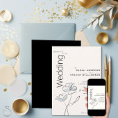 Minimalistisch Modern Floral Dusty Blue en Buff Kaart