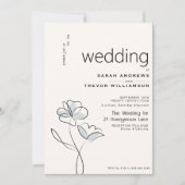 Minimalistisch Modern Floral Dusty Blue en Buff Kaart (Voorkant)