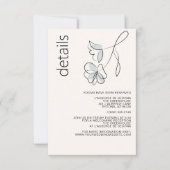 Minimalistisch Modern Floral Dusty Blue en Buff RSVP Kaartje (Voorkant)