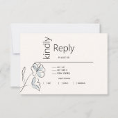 Minimalistisch Modern Floral Dusty Blue en Buff RSVP Kaartje (Voorkant)