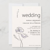 Minimalistisch Modern Floral Dusty Plum en Buff Kaart (Voorkant)