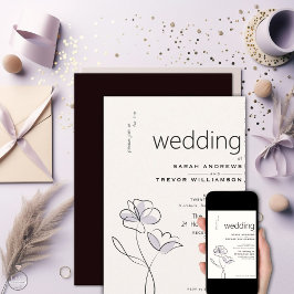 Minimalistisch Modern Floral Dusty Plum en Buff Kaart