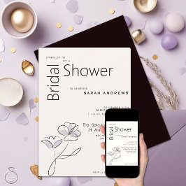 Minimalistisch Modern Floral Dusty Plum en Buff Kaart