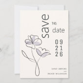 Minimalistisch Modern Floral Dusty Plum en Buff Kaart (Voorkant)