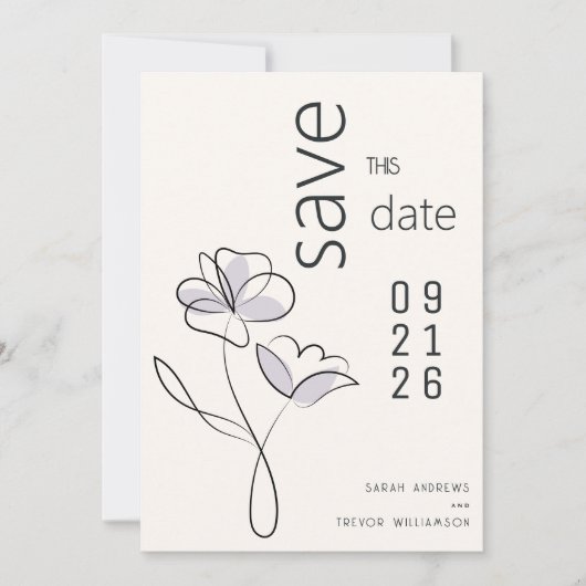 Minimalistisch Modern Floral Dusty Plum en Buff Kaart (Voorkant)