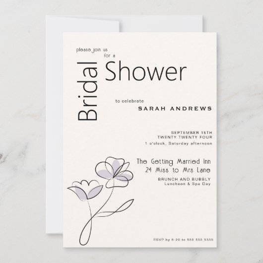 Minimalistisch Modern Floral Dusty Plum en Buff Kaart (Voorkant)