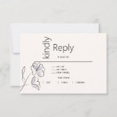Minimalistisch Modern Floral Dusty Plum en Buff RSVP Kaartje (Voorkant)