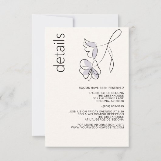 Minimalistisch Modern Floral Dusty Plum en Buff RSVP Kaartje (Voorkant)