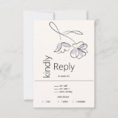 Minimalistisch Modern Floral Dusty Plum en Buff RSVP Kaartje (Voorkant)