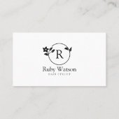Minimalistisch Modern Floral Initiaal Haarstylist Klantenkaartje (Achterkant)